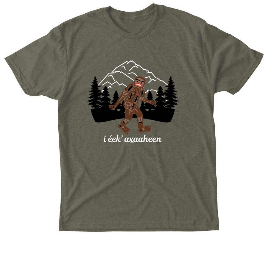 Formline Bigfoot T-Shirt, a Military Green Triblend Tee