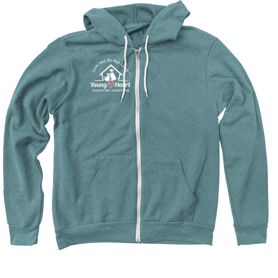 Hoodies for the Love of Senior Pets!, a Heather Deep Teal Zip Up Hoodie