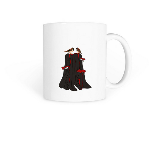 Birds on a stump, a White Coffee Mug
