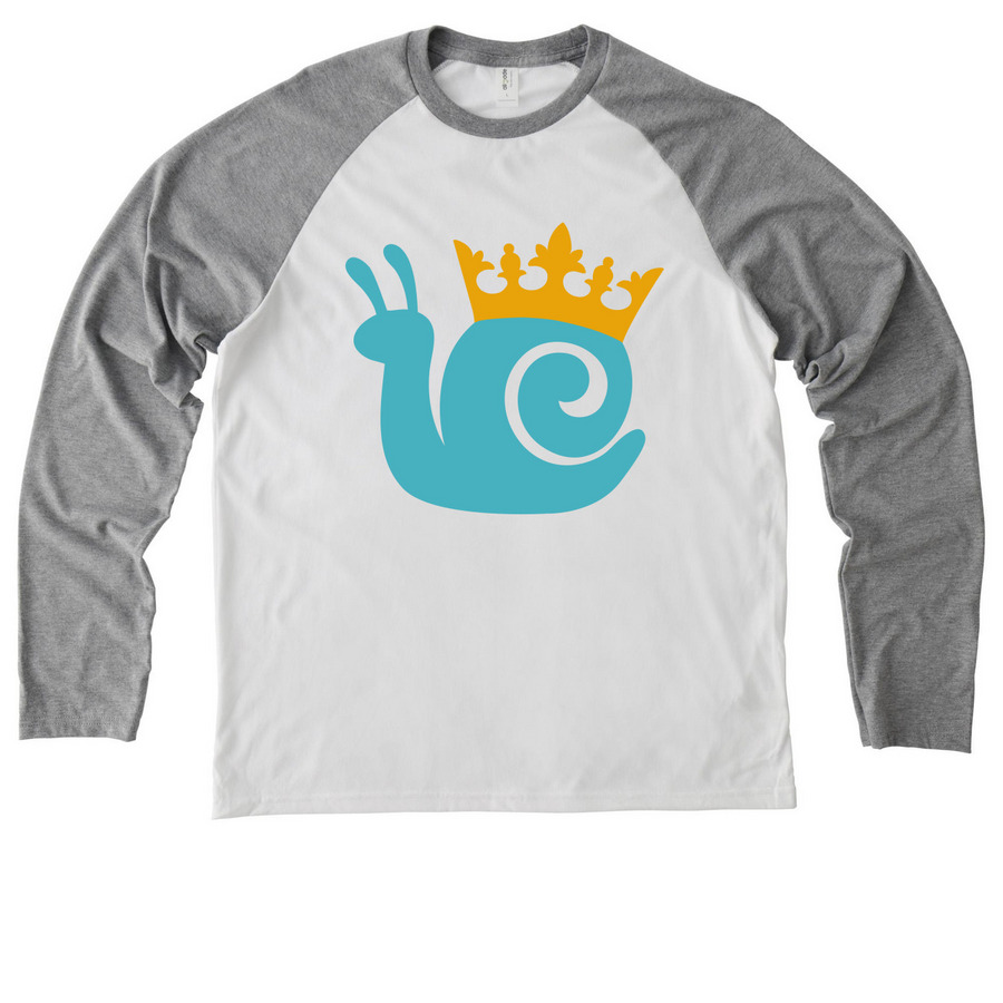 King Snail, a Aluminum Grey/ Bright White Allmade Eco Triblend Colorblock Raglan Long Sleeve Tee