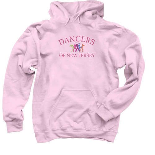 Dancers of New Jersey Star Design, a Light Pink Pullover Hoodie