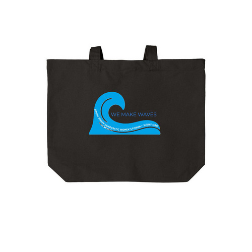 WE MAKE WAVES, a Deep Black Cotton Canvas Tote Bag
