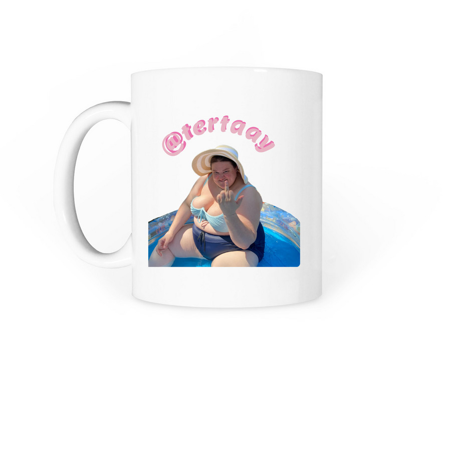 Fancy coffee, a White Coffee Mug (back-view)