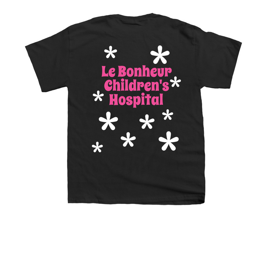 Le Bonheur Children's Hospital, a Black Youth Unisex Tee (back-view)