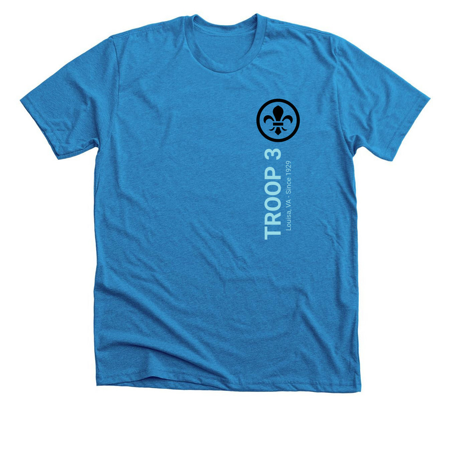 Troop 3 Wear, a Neon Blue Premium Unisex Tee