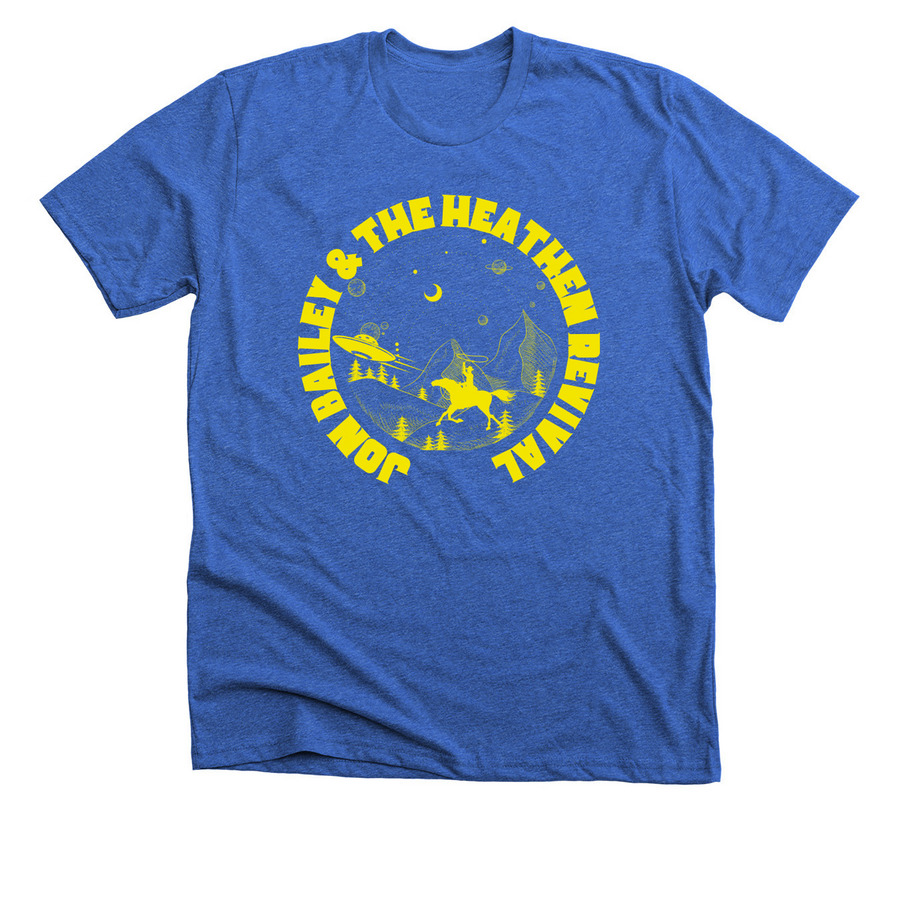 Space Cowboy Yellow, a Heather True Royal Premium Unisex Tee