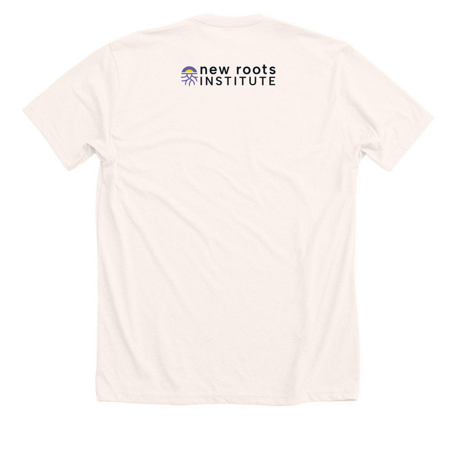 Destroy Factory Farming, Not the Planet, a Heather Natural Premium Unisex Tee (back-view)