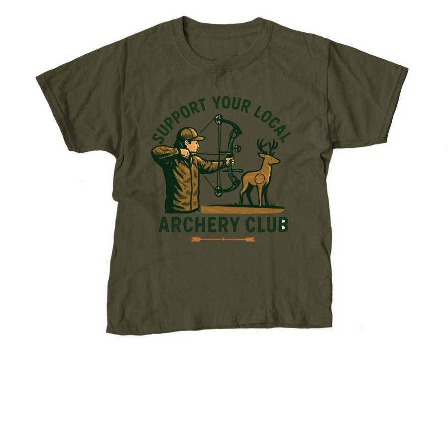 Support Your Local Archery Club, a Military Green Youth Unisex Tee