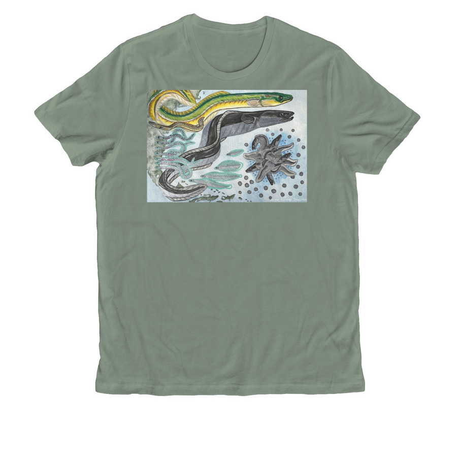 Eels and Estuaries, a Matcha Green Allmade Organic Cotton Unisex Tee