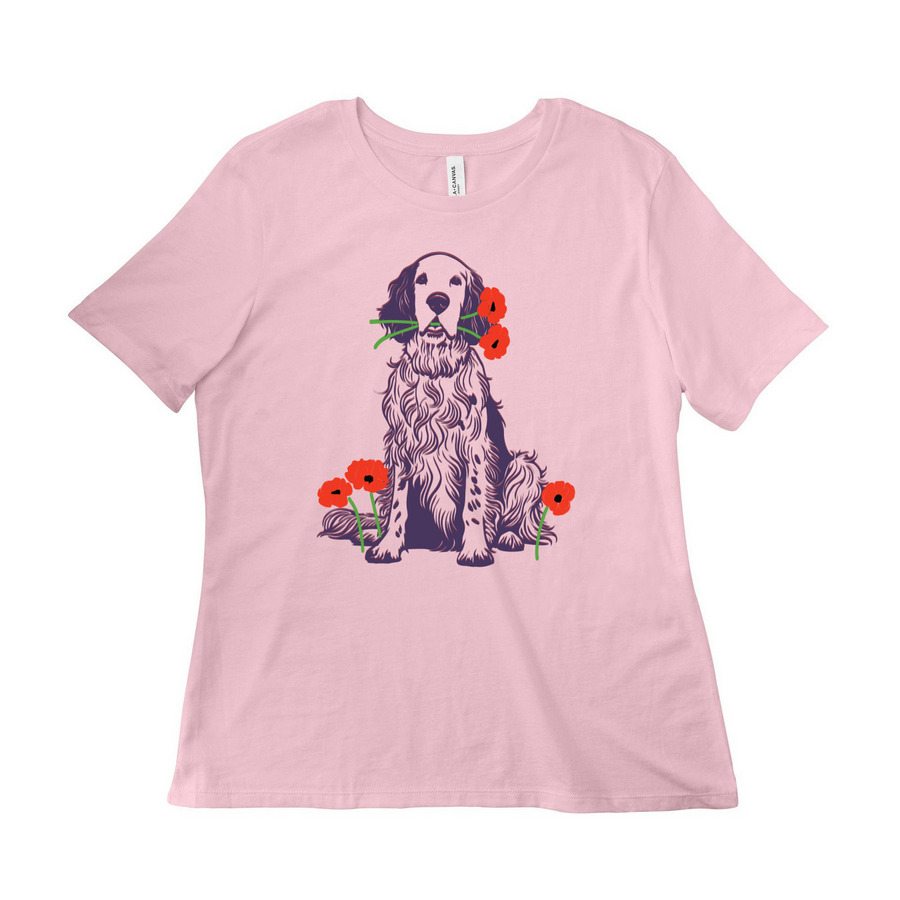 New Beginnings Bloom Here - Purple, a Pink Women?s Relaxed Cotton Tee