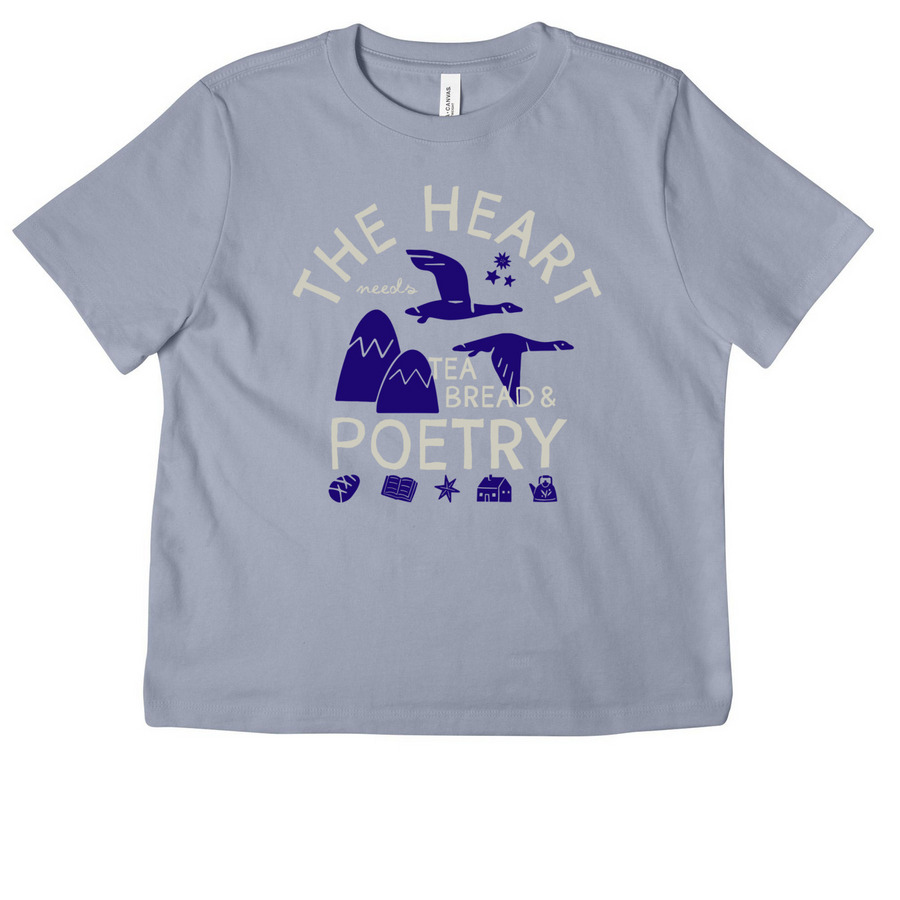 The Heart Needs Tea, Bread & Poetry, a Vintage Denim Women's Heavyweight Tee