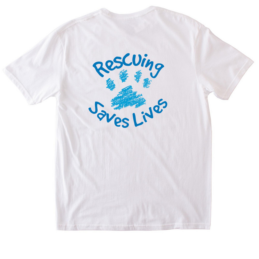 Rescuing Saves Lives, a White Softstyle Cotton Tee (back-view)