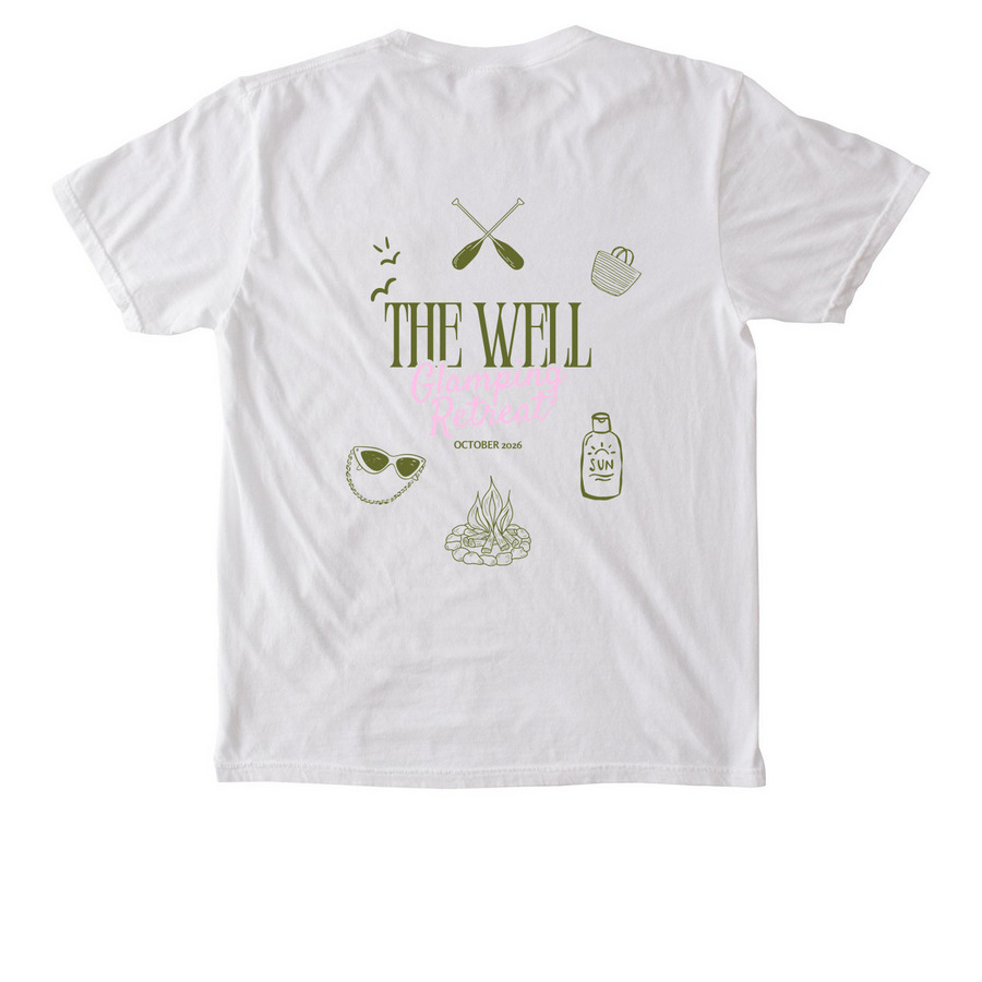 Retreat Pocket Tee, a White Comfort Colors Pocket Tee (back-view)