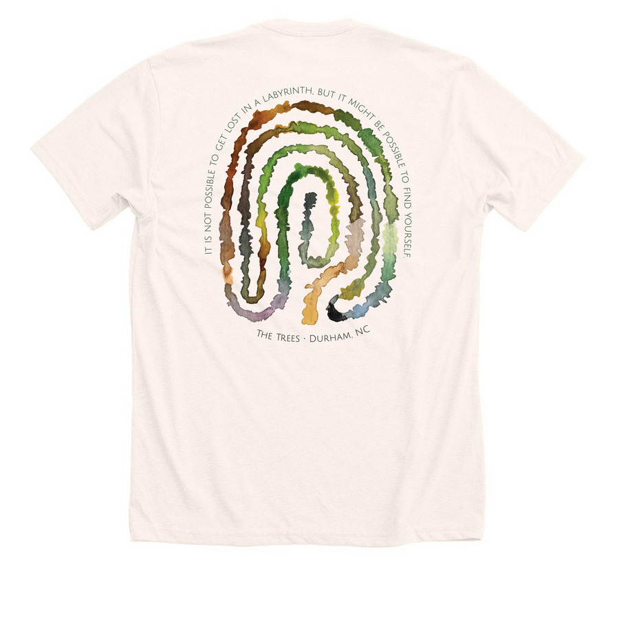 The Trees Labyrinth Shirt (Natural), a Heather Natural Premium Unisex Tee (back-view)