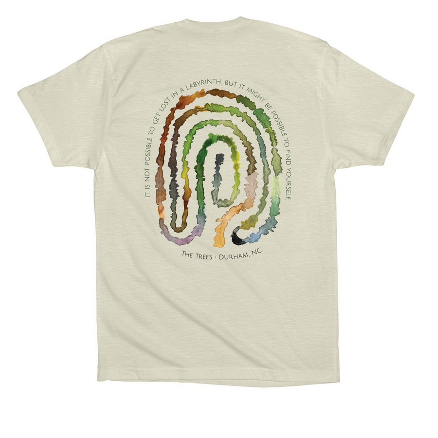 The Trees Labyrinth Shirt (Natural), a Natural Premium Cotton Tee (back-view)