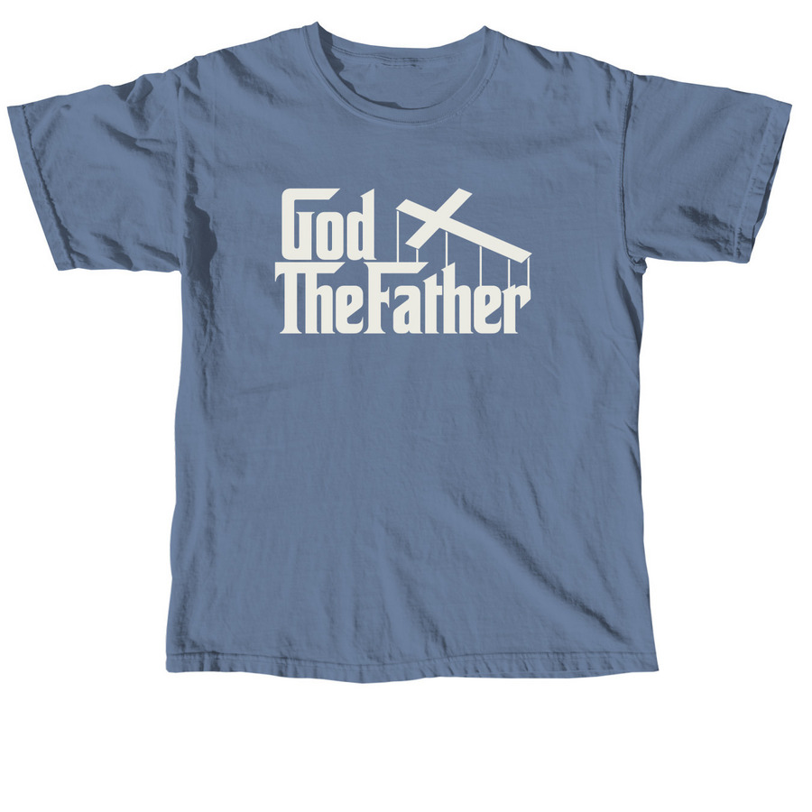 God The Father (White Logo), a Blue Jean Comfort Colors Unisex Tee