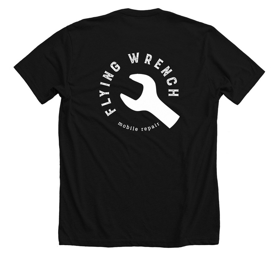 Turning Wrenches, a Solid Black Blend Premium Unisex Tee (back-view)