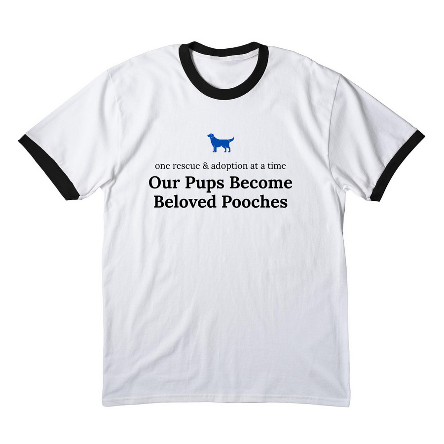 Beloved Pooches Tee, a White/ Jet Black Cotton Ringer Tee