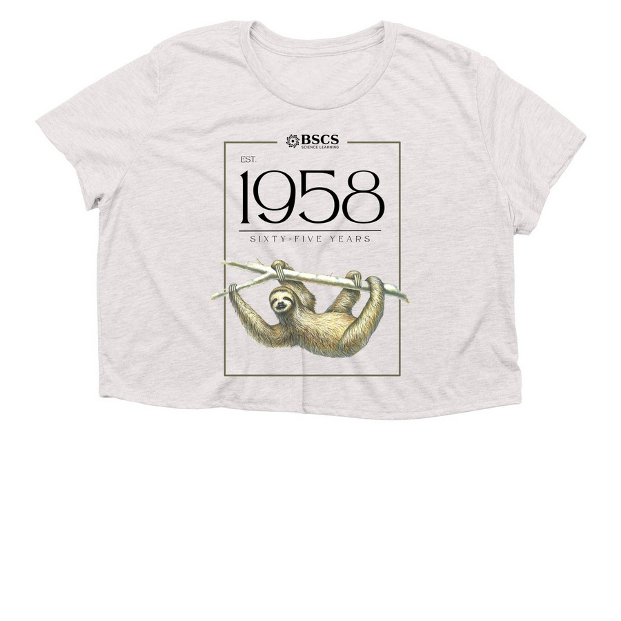 Sixty-Five Year Sloth, a Heather Dust Women?s Flowy Cropped Tee