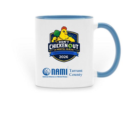 Don't Chicken Out Mug, a Light Blue Two-Tone Ceramic Mug
