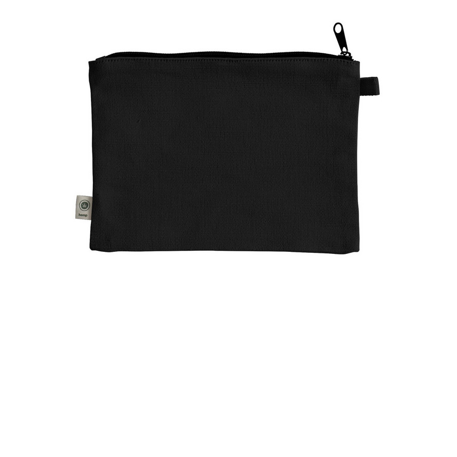 TFFJ Pouch, a Black 9"x7" Hemp Blend Pouch (back-view)
