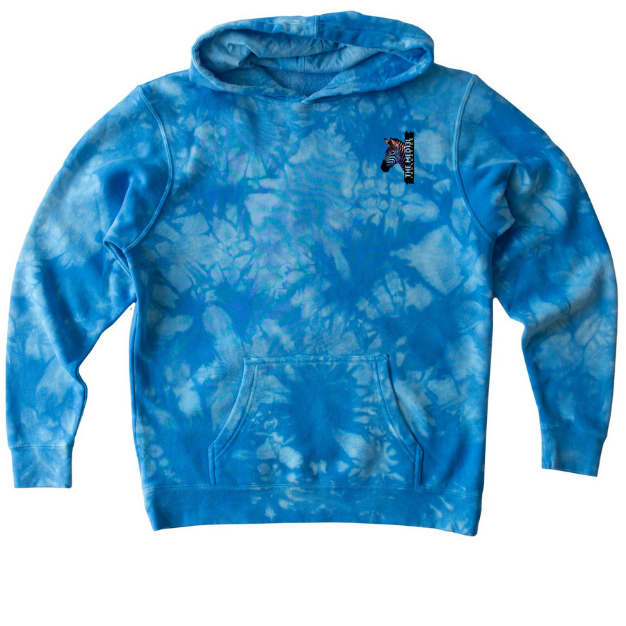 Galaxy Zebra, a Aqua Blue Youth Tie Dye Pullover Hoodie