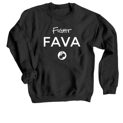 Join the Fight Against FAVA!, a Black Crewneck Sweatshirt