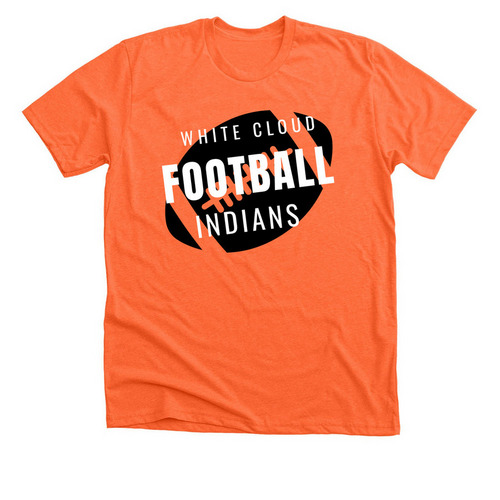 White Cloud Football, a Heather Orange Premium Unisex Tee