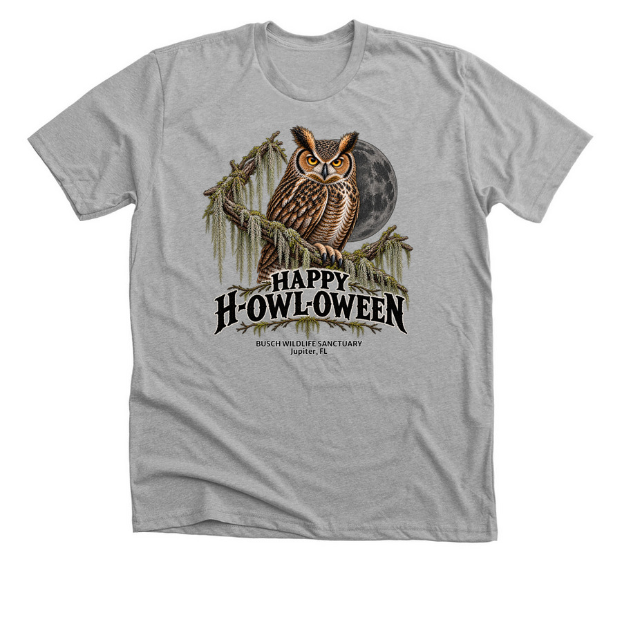 Happy H-OWL-oween, a Athletic Heather Premium Unisex Tee