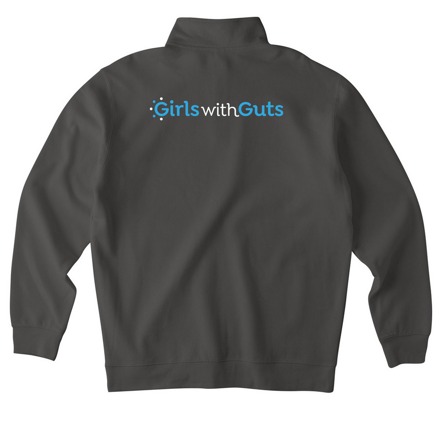 Girls With Guts - New Logo, a Asphalt Midweight Quarter Zip Pullover (back-view)