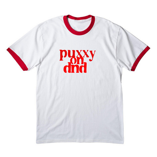 DND, a White/ Red Cotton Ringer Tee