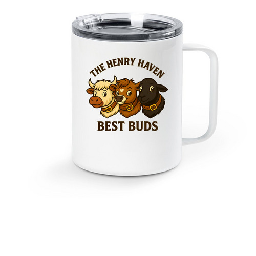 Henry Haven - Best Buds, a White Stainless Steel Travel Mug