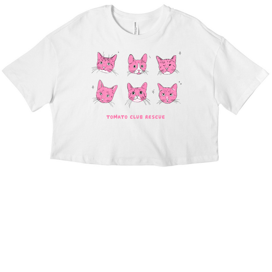 Tomato Cats Tee&nbsp;, a White Women?s Cropped Cotton Tee