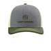 Hats, a Heather Grey/ Birch/ Army Olive Printed Snapback Trucker Cap