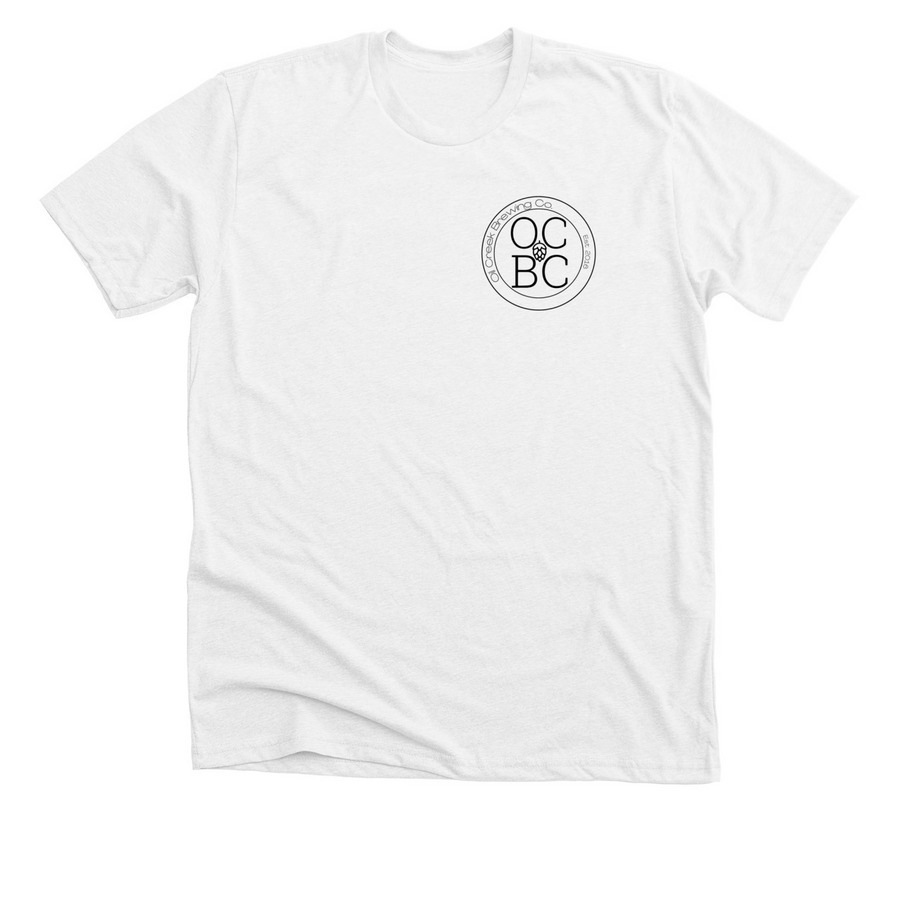 OCBC w/ Juicy Hop on back, a Solid White Blend Premium Unisex Tee