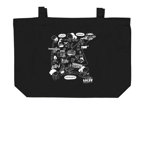 LICFF Cats, Queens, Community Tote - White, a Black Large Organic Cotton Tote Bag