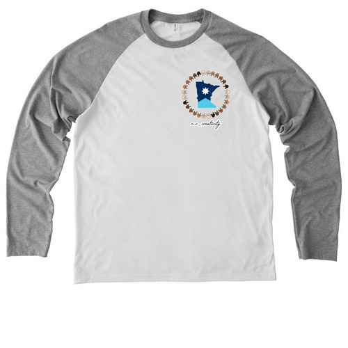 ILY MN Together, a Aluminum Grey/ Bright White Allmade Eco Triblend Colorblock Raglan Long Sleeve Tee