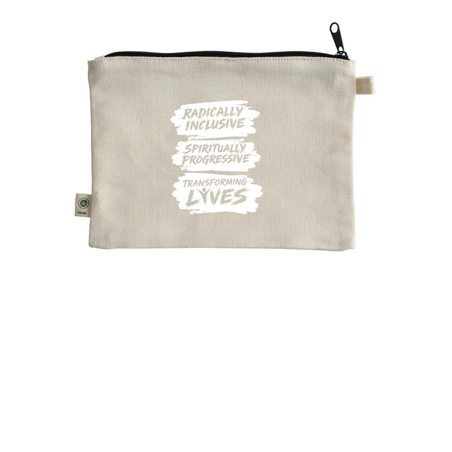 CSLDallas Logo & Motto (Pouch), a Natural 9"x7" Hemp Blend Pouch (back-view)