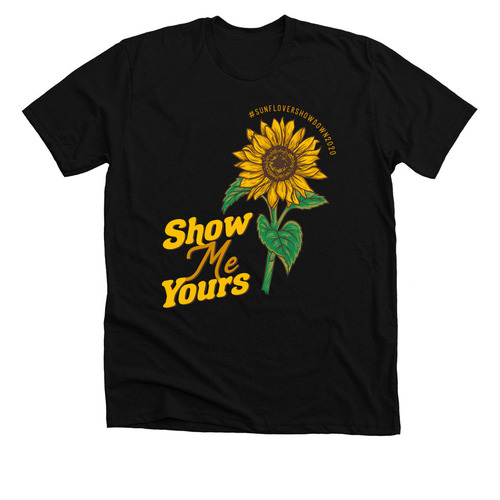 &nbsp;Sunflower Showdown, a Solid Black Blend Premium Unisex Tee