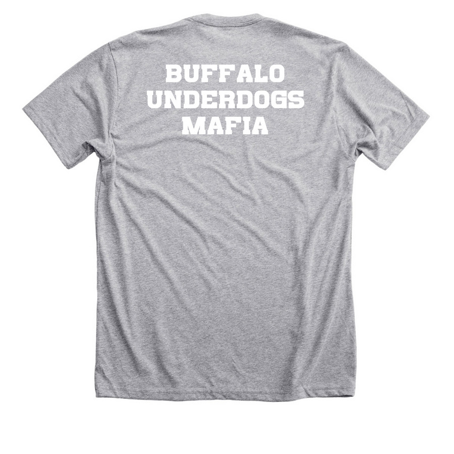 Buffalo Underdogs Mafia, a Athletic Heather Premium Unisex Tee (back-view)