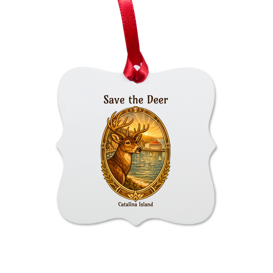 Coalition to Save Catalina Island Deer, a White Aluminum Square Ornament