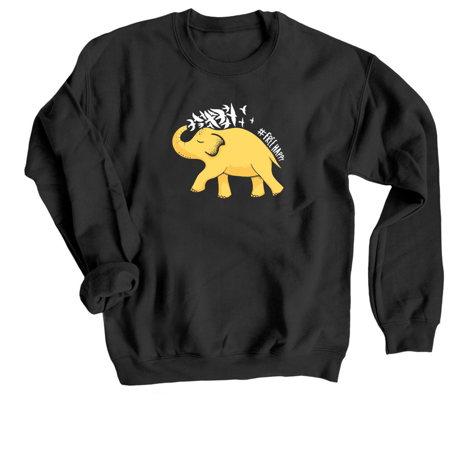 #FreeHappy, a Black Crewneck Sweatshirt