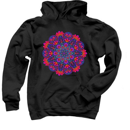 COLORFUL BRIGHT Mandala, a Black Pullover Hoodie