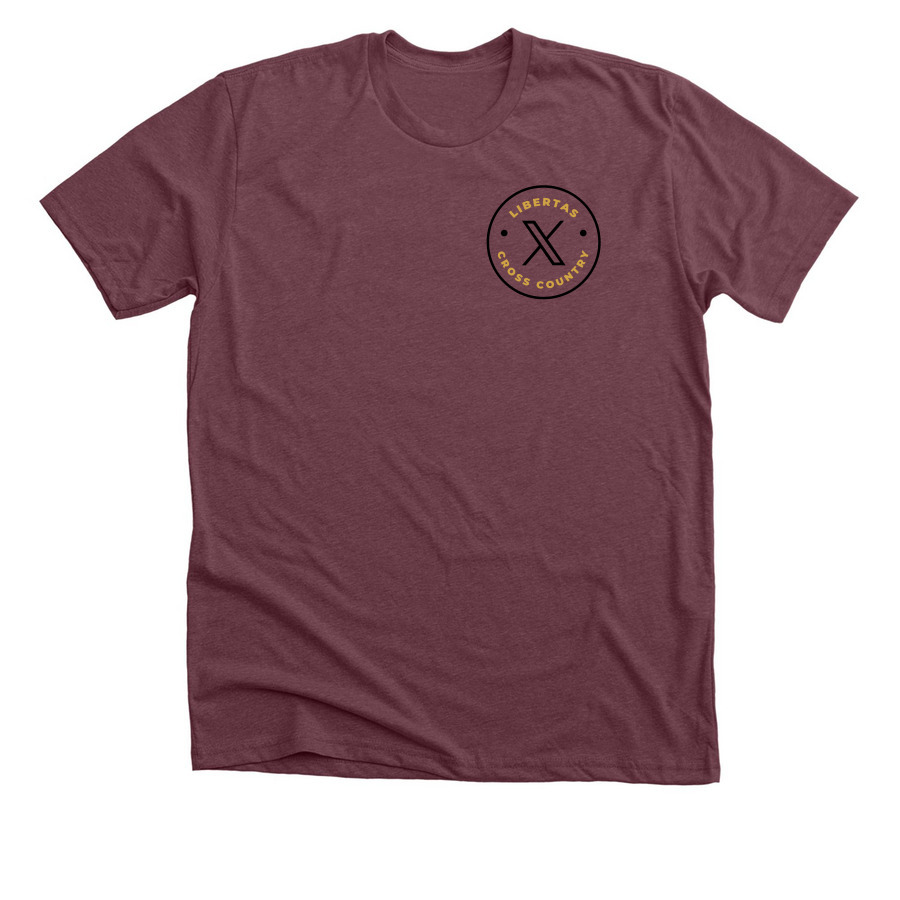 X Country, a Heather Maroon Premium Unisex Tee