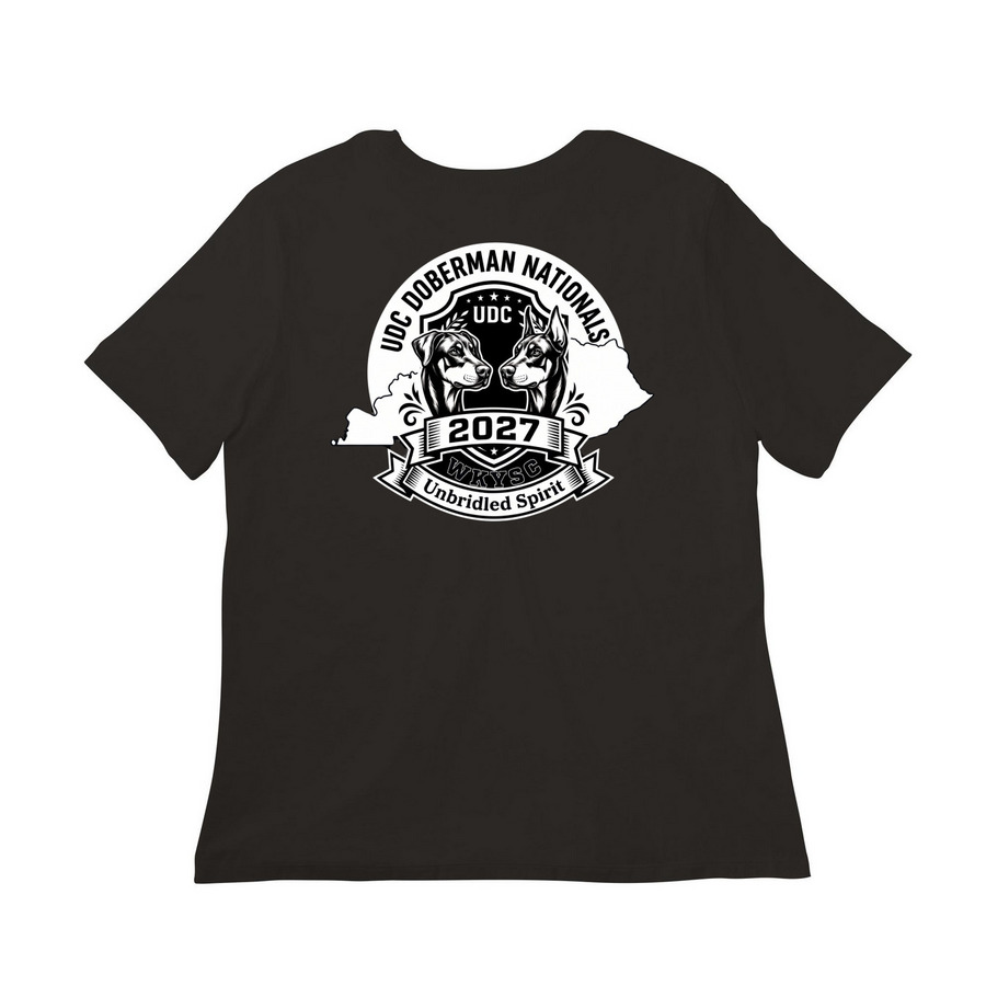Women's Tees, a Black Women?s Relaxed Cotton Tee (back-view)