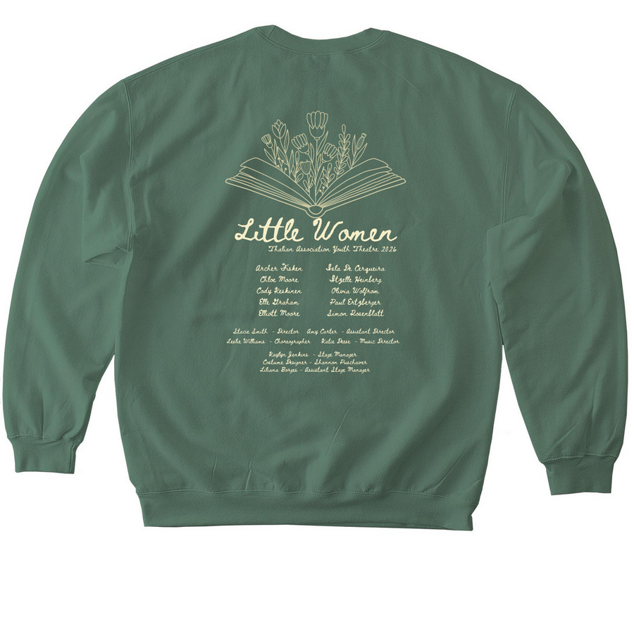 Little Women 2026, a Military Green Softstyle Crewneck Sweatshirt (back-view)