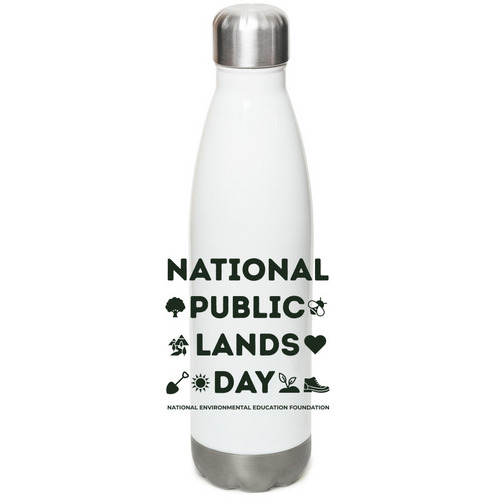 National Public Lands Day Water Bottle, a White Stainless Steel Water Bottle