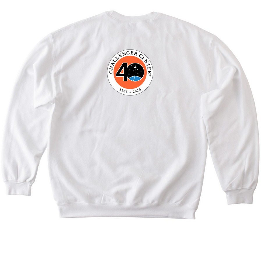 You Belong in STEM - 40th version, a White Softstyle Crewneck Sweatshirt (back-view)