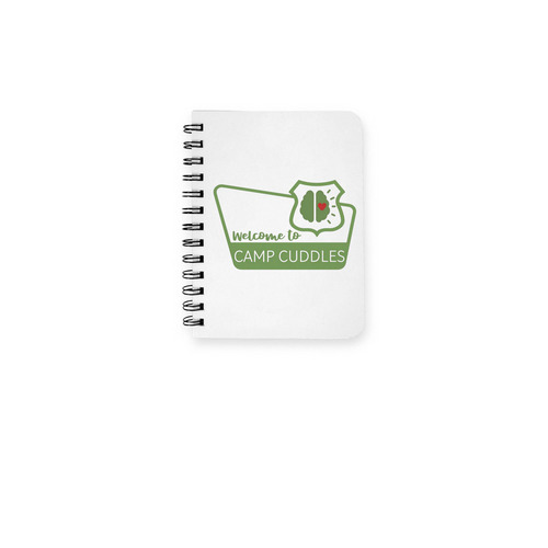 Camp Cuddles Notebook Green, a White Spiral Notebook