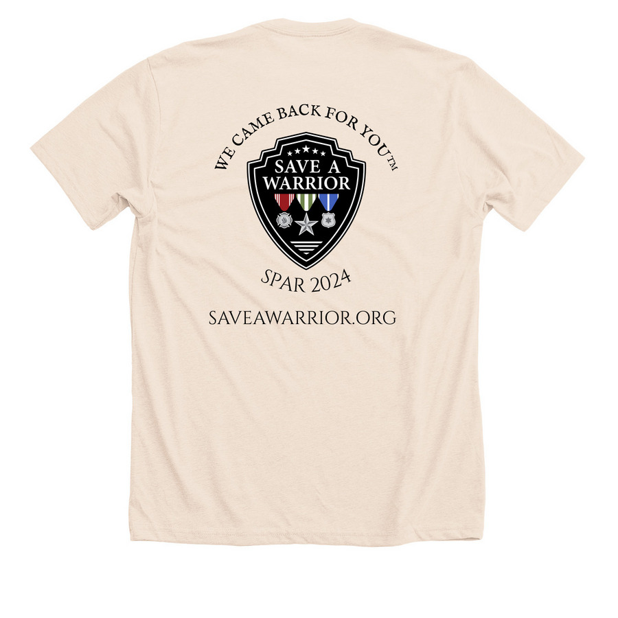 SPAR 2024, a Heather Soft Cream Premium Unisex Tee (back-view)